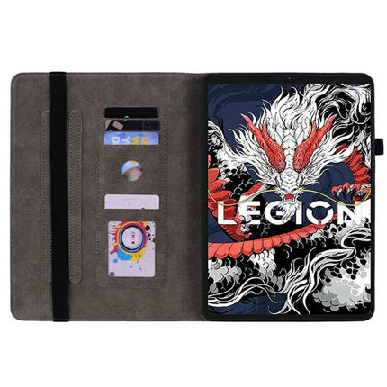 For Lenovo Legion Y700 (2025) Case Card Holder Anti-Scratch Leather Cover Rose Flower Imprint