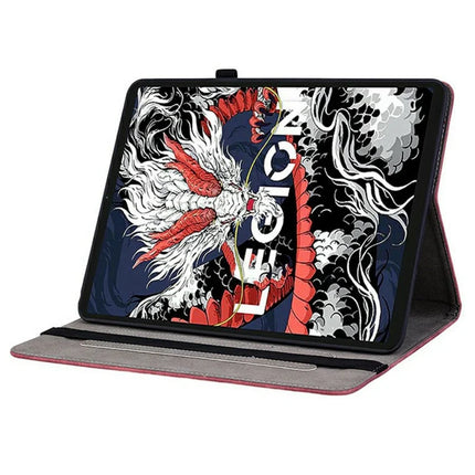 For Lenovo Legion Y700 (2025) Case Card Holder Anti-Scratch Leather Cover Rose Flower Imprint