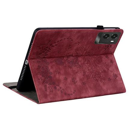 For Lenovo Legion Y700 (2025) Case Card Holder Anti-Scratch Leather Cover Rose Flower Imprint