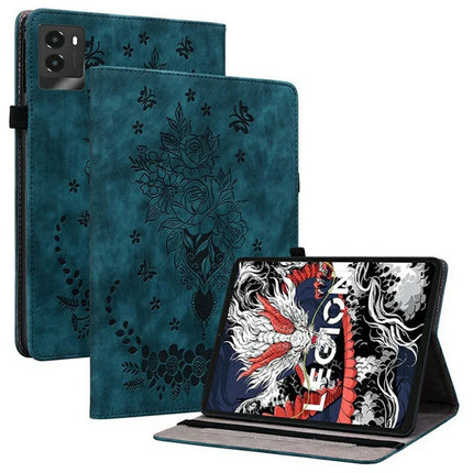 For Lenovo Legion Y700 (2025) Case Card Holder Anti-Scratch Leather Cover Rose Flower Imprint - Blue
