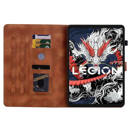 For Lenovo Legion Y700 (2025) Case Lily Flower Imprint Card Slots Leather Tablet Cover