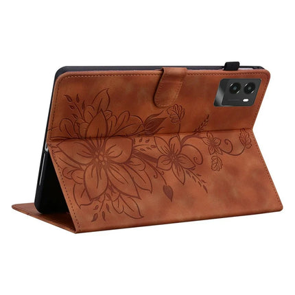 For Lenovo Legion Y700 (2025) Case Lily Flower Imprint Card Slots Leather Tablet Cover