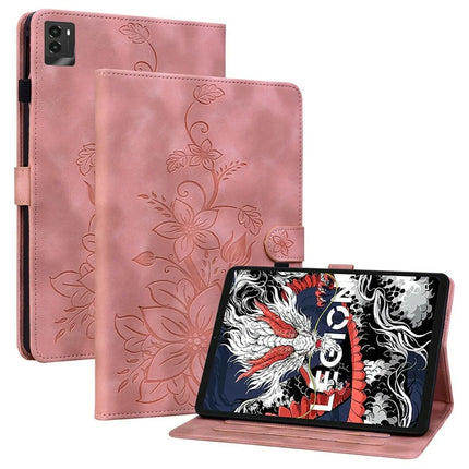 For Lenovo Legion Y700 (2025) Case Lily Flower Imprint Card Slots Leather Tablet Cover - Pink