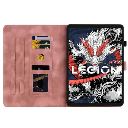 For Lenovo Legion Y700 (2025) Case Lily Flower Imprint Card Slots Leather Tablet Cover