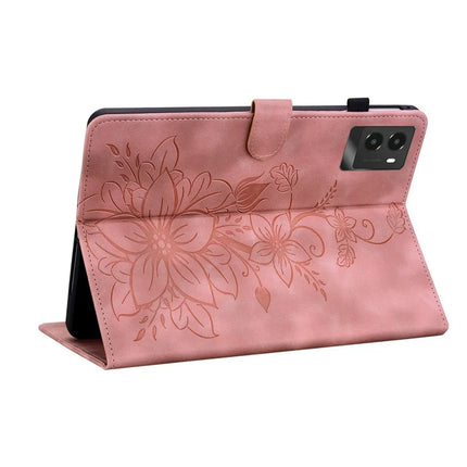 For Lenovo Legion Y700 (2025) Case Lily Flower Imprint Card Slots Leather Tablet Cover