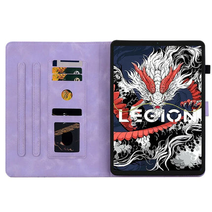 For Lenovo Legion Y700 (2025) Case Lily Flower Imprint Card Slots Leather Tablet Cover