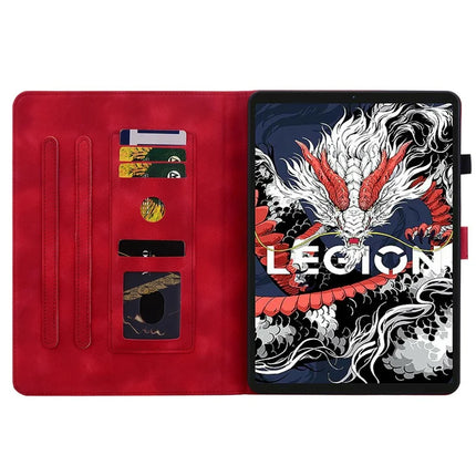 For Lenovo Legion Y700 (2025) Case Lily Flower Imprint Card Slots Leather Tablet Cover
