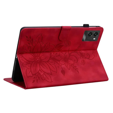 For Lenovo Legion Y700 (2025) Case Lily Flower Imprint Card Slots Leather Tablet Cover