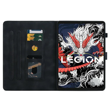 For Lenovo Legion Y700 (2025) Case Lily Flower Imprint Card Slots Leather Tablet Cover