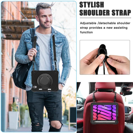 For iPad mini (2024) / (2021) Case with Shoulder Strap Kickstand PC Silicone TPU Tablet Cover