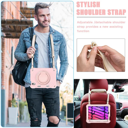 For iPad mini (2024) / (2021) Case with Shoulder Strap Kickstand PC Silicone TPU Tablet Cover