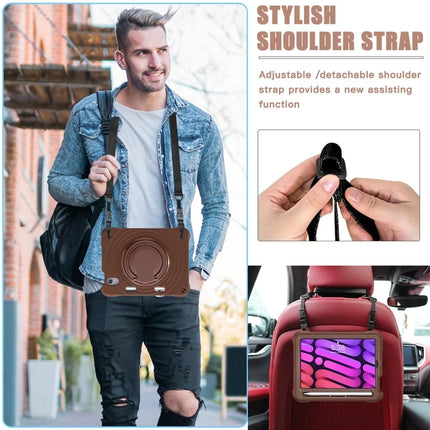 For iPad mini (2024) / (2021) Case with Shoulder Strap Kickstand PC Silicone TPU Tablet Cover