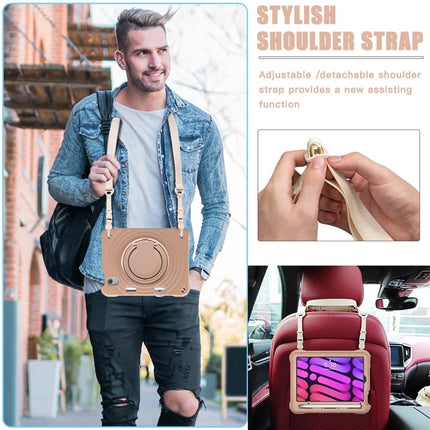 For iPad mini (2024) / (2021) Case with Shoulder Strap Kickstand PC Silicone TPU Tablet Cover