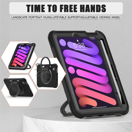 For iPad mini (2024) / (2021) Case Rotatable Hand Grip Kickstand PC Silicone TPU Tablet Cover