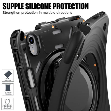 For iPad mini (2024) / (2021) Case Rotatable Hand Grip Kickstand PC Silicone TPU Tablet Cover