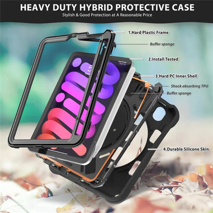 For iPad mini (2024) / (2021) Case Rotatable Hand Grip Kickstand PC Silicone TPU Tablet Cover
