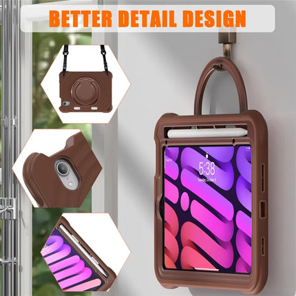 For iPad mini (2024) / (2021) Case Rotatable Hand Grip Kickstand PC Silicone TPU Tablet Cover