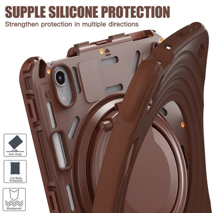 For iPad mini (2024) / (2021) Case Rotatable Hand Grip Kickstand PC Silicone TPU Tablet Cover