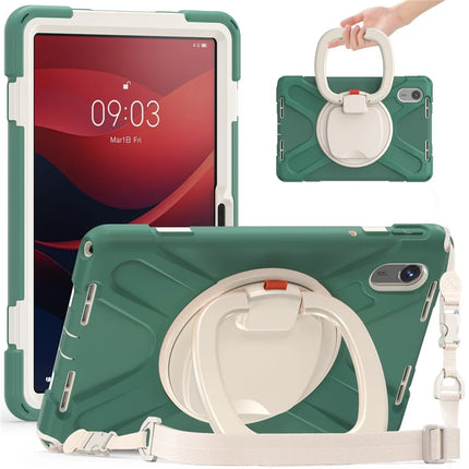 Kickstand Tablet Case for Lenovo Tab M11 TB-330FU 331FC / Tab K11 TB-330XU / Xiaoxin Pad 11 2024 Back Cover with Shoulder Strap - Emerald Green