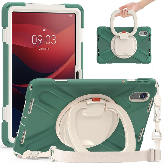 Kickstand Tablet Case for Lenovo Tab M11 TB-330FU 331FC / Tab K11 TB-330XU / Xiaoxin Pad 11 2024 Back Cover with Shoulder Strap - Emerald Green