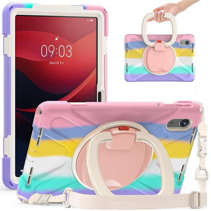 Kickstand Tablet Case for Lenovo Tab M11 TB-330FU 331FC / Tab K11 TB-330XU / Xiaoxin Pad 11 2024 Back Cover with Shoulder Strap - Colorful Pink