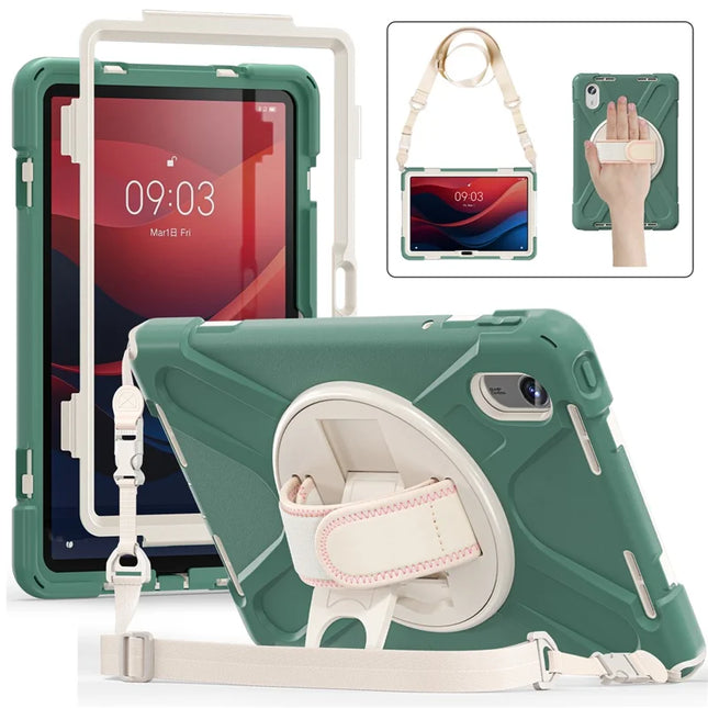 Tablet Case with Shoulder Strap for Lenovo Tab M11 TB-330FU 331FC / Tab K11 TB-330XU / Xiaoxin Pad 11 2024 Kickstand Cover - Emerald Green