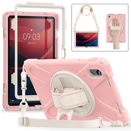 Tablet Case with Shoulder Strap for Lenovo Tab M11 TB-330FU 331FC / Tab K11 TB-330XU / Xiaoxin Pad 11 2024 Kickstand Cover - Pink