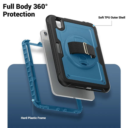 For iPad mini (2024)  /  (2021) Case Compatible with MagSafe Kickstand PC + TPU Tablet Cover with Shoulder Strap