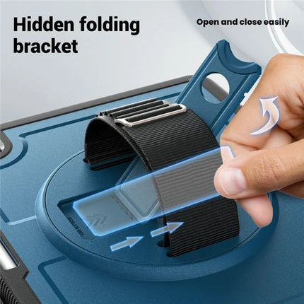 For iPad mini (2024)  /  (2021) Case Compatible with MagSafe Kickstand PC + TPU Tablet Cover with Shoulder Strap