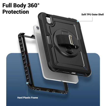 For iPad mini (2024)  /  (2021) Case Compatible with MagSafe Kickstand PC + TPU Tablet Cover with Shoulder Strap