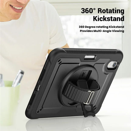 For iPad mini (2024)  /  (2021) Case Compatible with MagSafe Kickstand PC + TPU Tablet Cover with Shoulder Strap
