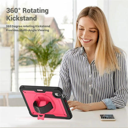 For iPad mini (2024)  /  (2021) Case Compatible with MagSafe Kickstand PC + TPU Tablet Cover with Shoulder Strap
