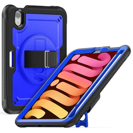 For iPad mini (2024)  /  (2021) Case Compatible with MagSafe Kickstand PC + TPU Tablet Cover with Shoulder Strap - Dark Blue
