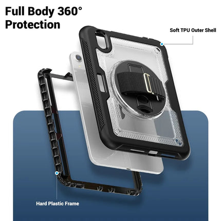 For iPad mini (2024)  /  (2021) Case Compatible with MagSafe Kickstand PC + TPU Tablet Cover with Shoulder Strap