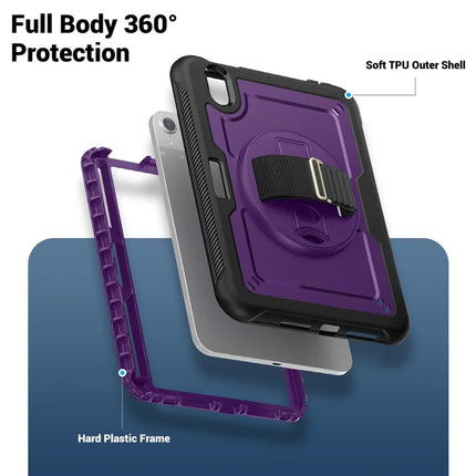 For iPad mini (2024)  /  (2021) Case Compatible with MagSafe Kickstand PC + TPU Tablet Cover with Shoulder Strap