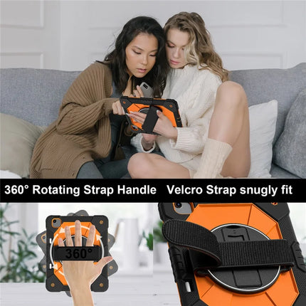 For iPad Air 13 (2024) Case Silicone + PC Kickstand Tablet Cover with Handy Strap, Shoulder Strap