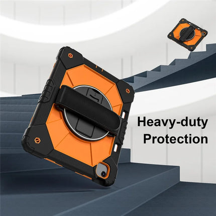 For iPad Air 13 (2024) Case Silicone + PC Kickstand Tablet Cover with Handy Strap, Shoulder Strap