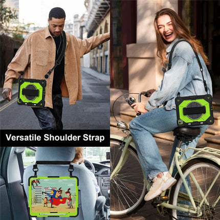 For iPad Air 13 (2024) Case Silicone + PC Kickstand Tablet Cover with Handy Strap, Shoulder Strap