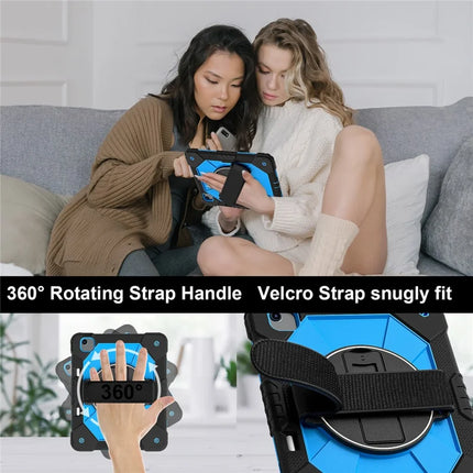For iPad Air 13 (2024) Case Silicone + PC Kickstand Tablet Cover with Handy Strap, Shoulder Strap