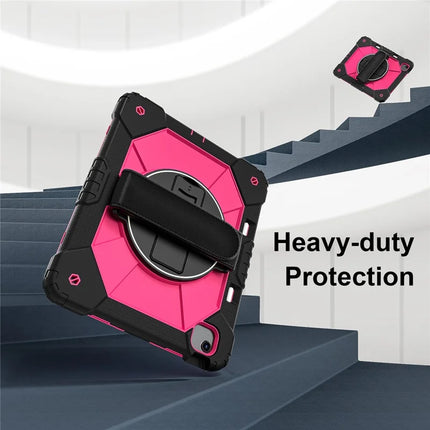 For iPad Air 13 (2024) Case Silicone + PC Kickstand Tablet Cover with Handy Strap, Shoulder Strap
