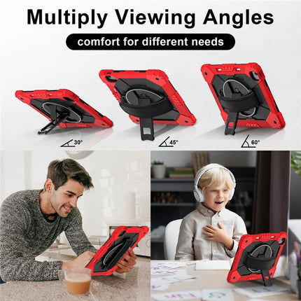 For iPad Air 13 (2024) Case Silicone + PC Kickstand Tablet Cover with Handy Strap, Shoulder Strap