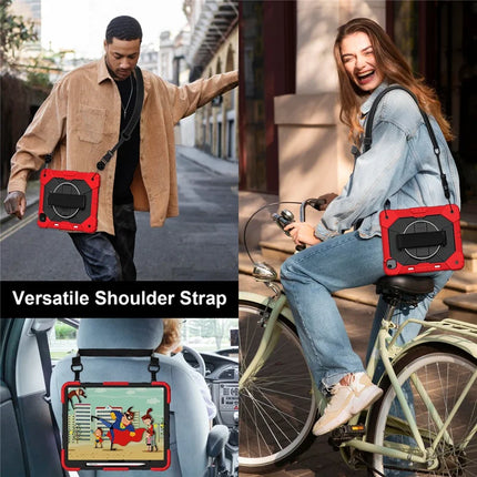 For iPad Air 13 (2024) Case Silicone + PC Kickstand Tablet Cover with Handy Strap, Shoulder Strap