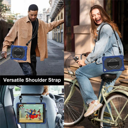 Tablet Case For iPad 9.7-inch (2018) / (2017) / Air 2 Silicone + PC Kickstand Cover with Handy Strap, Shoulder Strap