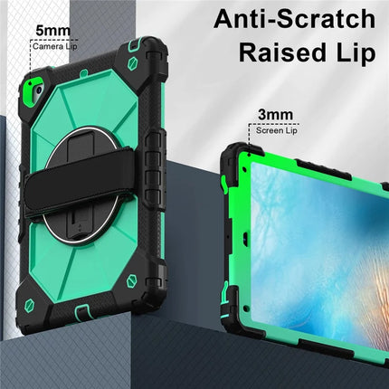Tablet Case For iPad 9.7-inch (2018) / (2017) / Air 2 Silicone + PC Kickstand Cover with Handy Strap, Shoulder Strap