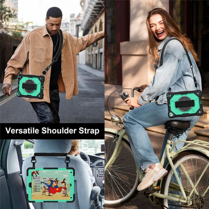 Tablet Case For iPad 9.7-inch (2018) / (2017) / Air 2 Silicone + PC Kickstand Cover with Handy Strap, Shoulder Strap