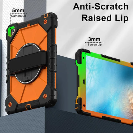 Tablet Case For iPad 9.7-inch (2018) / (2017) / Air 2 Silicone + PC Kickstand Cover with Handy Strap, Shoulder Strap