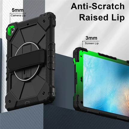 Tablet Case For iPad 9.7-inch (2018) / (2017) / Air 2 Silicone + PC Kickstand Cover with Handy Strap, Shoulder Strap