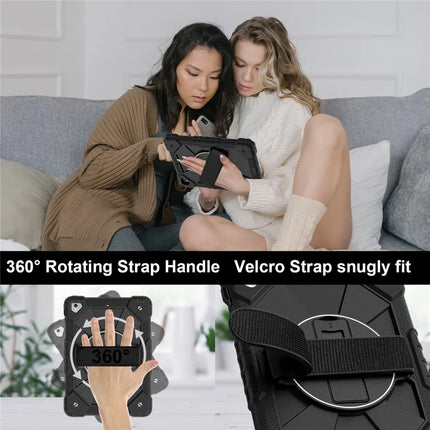 Tablet Case For iPad 9.7-inch (2018) / (2017) / Air 2 Silicone + PC Kickstand Cover with Handy Strap, Shoulder Strap