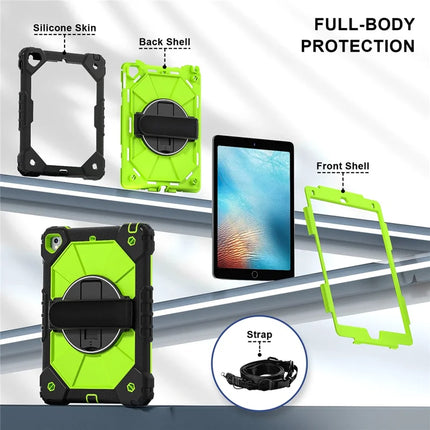 Tablet Case For iPad 9.7-inch (2018) / (2017) / Air 2 Silicone + PC Kickstand Cover with Handy Strap, Shoulder Strap