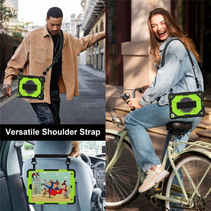 Tablet Case For iPad 9.7-inch (2018) / (2017) / Air 2 Silicone + PC Kickstand Cover with Handy Strap, Shoulder Strap